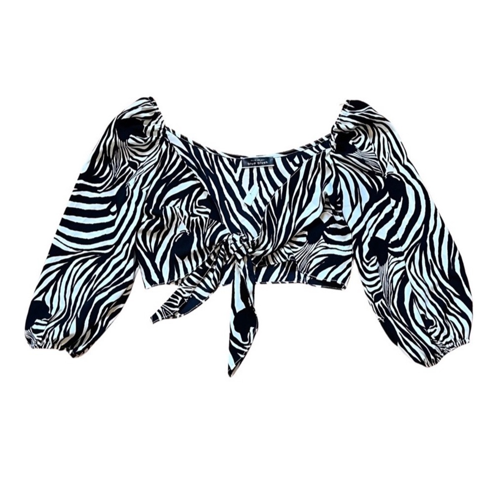 Blue Blush Zebra Crop Top Size M
